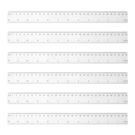 Pack of 6 Rulers Made of Straight Plastic, Clear Children's Small Rulers, Flexible, Left-Handed Rulers, School Supplies, Measuring Instruments (30 cm)