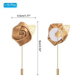 PATIKIL Rose Boutonnieres, 10 Pack Groom Wedding Boutonnieres Pocket Handmade Flower Lapel Pin Boutonnieres for Men Wedding Ceremony Party Prom, Champagne