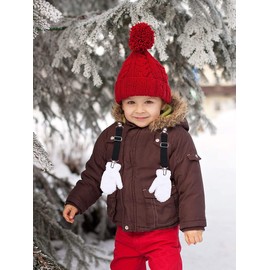 Geyoga 3 Pairs of Toddler Mittens Kids Gloves Toddler Knitted Gloves, Black, white, dark grey