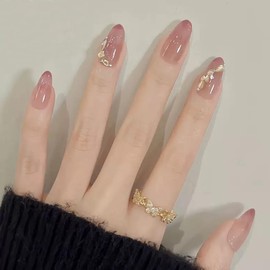 YXRXKJ Nail Tips, Medium, 24 Pieces, Nail Tips, Short, Popular, Japanese Style, Cute, Simple, Stylish, False Nails, Short, Spring & Summer, Bride Nails, Glossy, Coming of Age Ceremonies, Graduation