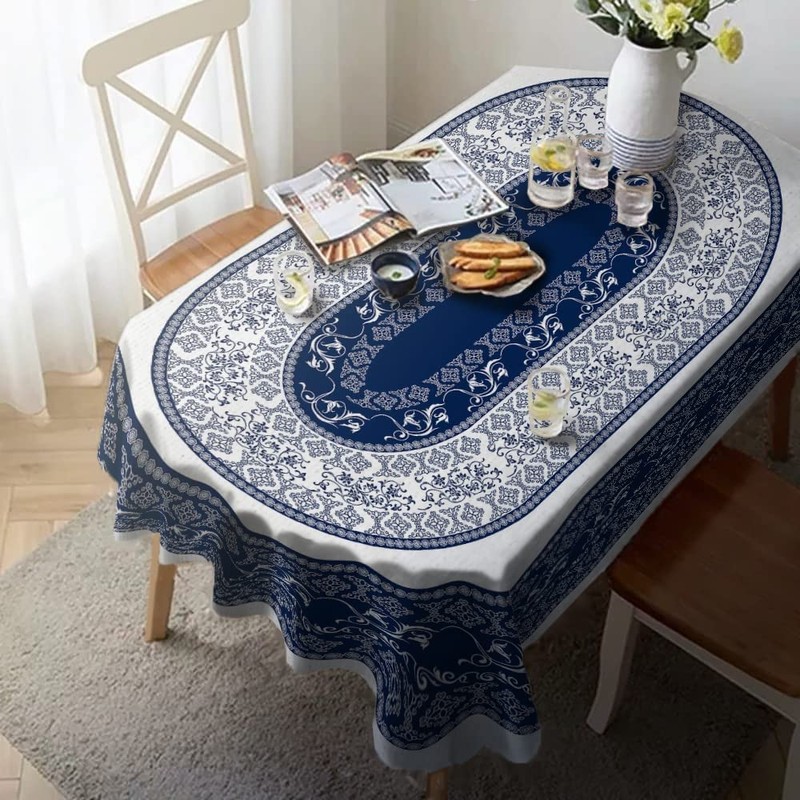 Virtumob Bohemian Oval Tablecloth 60x84inch,Tablecloth Farmhouse Water Proof Polyester Table