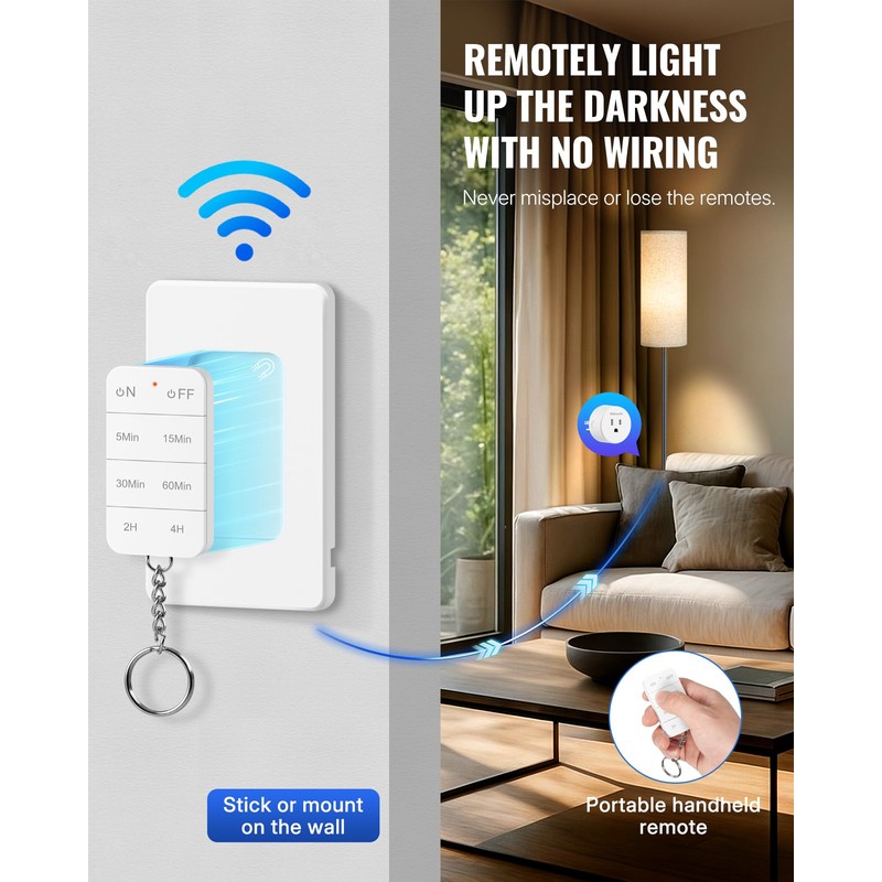 Remote Control Outlet with Timer, WILAWELS Indoor Outlet Timer with