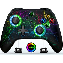 HASACOOL Switch Controller for Switch/Lite/OLED, LED Light Multi-Platform Wired Windows PC Controller/Wireless iOS Android Switch Pro Controller with RGB Color/Programmable/Vibration/Turbo