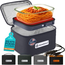 TRAVELISIMO Portable Microwave & Portable Oven - Lunch Warmer Portable For Work & Home Use, Portable Lunch Box Warmer 12V/24V/110V - Food Heater 3-in-1 Portable Food Warmer For Car & Travel Microwave
