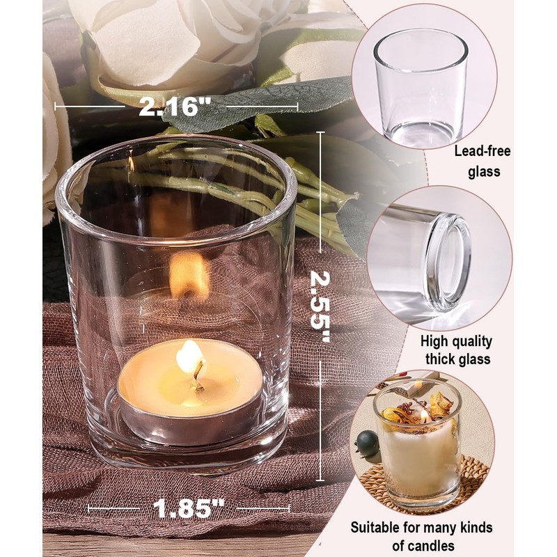 Letine 36-Pack Votive Candle Holders - Clear Glass Tea Light