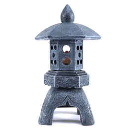 MIBUNG Pagoda Lantern Garden Statue with Solar Lotus Lights, Large Resin Japanese Temple Pagoda Lamp Asian Zen Outdoor Yard Decor for Landscape Patio Porch Lawn Decorations, Christmas Ornament Gift