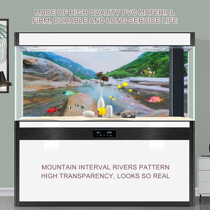 PVC Mountain Interval Rivers Fish Tanks Wallpaper Aquarium Background Poster