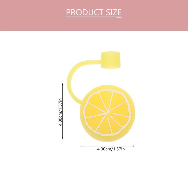 Healifty 3-Pack Silicone Straw Caps Soft Glue Plug Reusable Lemon