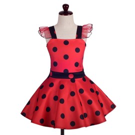 Lito Angels Ladybug Costume Polka Dot Fancy Dress Up with Wings and Accessories for Kids Girls Age 3-4 Years (Tag Number 110), Red