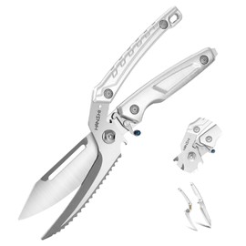 HANSHI Detachable Poultry Shears for Food Cutting Heavy Duty Stainless Steel Kitchen Scissors for Chicken, Bone, Meat, Turkey, Fish,Multi Purpose Scissor for Cooking (Silver)