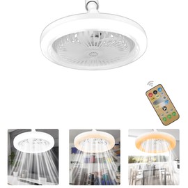 Ventilador de Techo con luz, E27 Ventilador De Techo De Anillo Con 60 Led, 3000-6500k Y 5 Niveles De Luminosidad, Luz De Ventiladors Con Remoto Y Función Temporización Para Dormitorio,Estudio Y Salón
