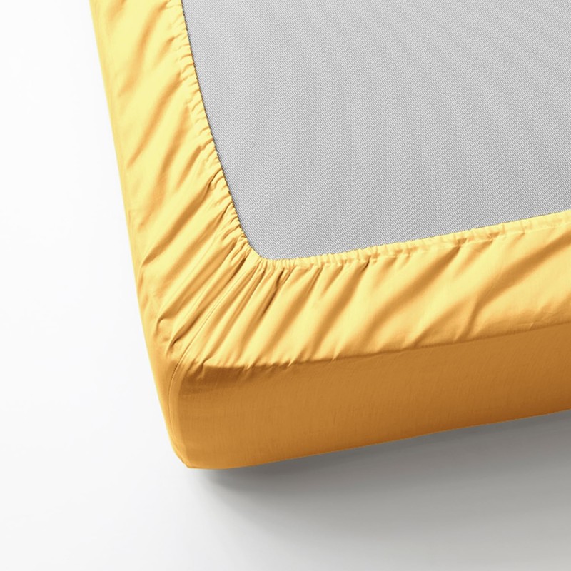 SSW HOMES Double Fitted Sheet Ochre - Deep Pocket 12