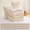 Andency Jacquard Fleece Twin Comforter Set, Reversible Soft Beige Fuzzy