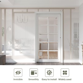 EaseLife 7FT/84in Sliding Pocket Door Hardware Kit,Aluminum Box Rail Kit,Commercial Grade,Slide Smoothly Quietly,Easy Install,No Door (80.5in Track Kit for 23"~42" Wide Single Door)