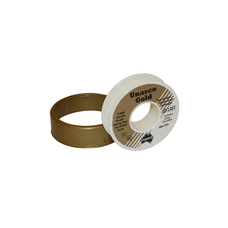 Unasco Gold Maximum Density Thread Seal Tape (ATG0), 1/2 in.