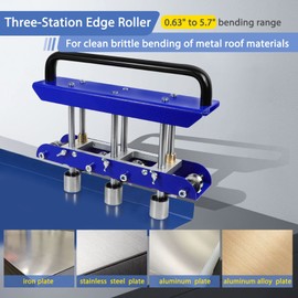 Three-Station Edge Roller for Bending Metal Roofing Materials at 0-90 ° Angle,Sheet Metal Edge Roller Bender Fit for 29 to 22-Gauge Steel,Making 5/8" to 4" (16 to 102 mm) Bends.
