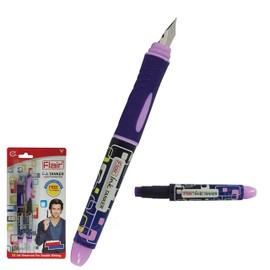 Flair Inky Tanker BLUE Fountain Pen Set Steel Nib Iridium Tip Cartridges (PINK Body Shade)