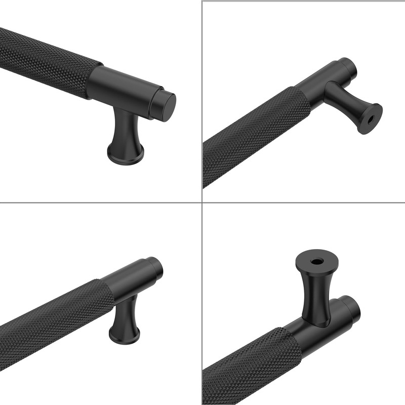 9BUILD 10 Pack Knurled Cabinet Pulls 3.75 Inch Matte Black