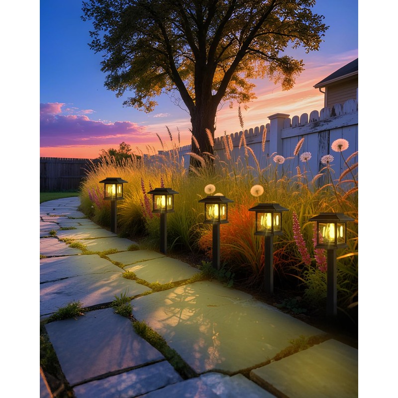 Albelt Solar Pathyway Lights Outdoor, 8 Pack Waterproof Solar Garden