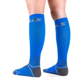 SLS3 Sport Compression Socks | Graduated Athletic Fit | Relieves Shin Splints | For Running, Cycling, Obstacle Racing and Recovery | German Designed (M/L, Blue)