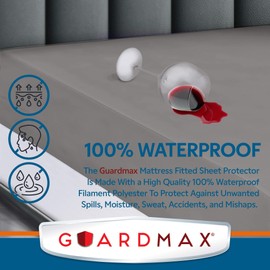 Guardmax Jersey Knitted King Size Mattress Protector - Waterproof & Dust Mite Proof Mattress Cover with Stretchable Pockets - Soft, Comfortable, & Noiseless Waterproof Fitted Sheet.(78 x 80 x 15)