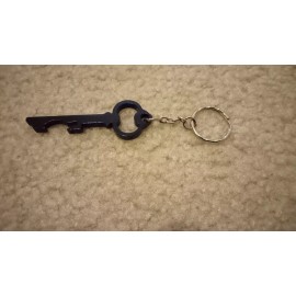 New Alloy Skeleton Key Keychain / Bottle Open Black Painted 5" Length USA SELLER
