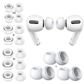 OSALOLO Almohadillas de Repuesto para AirPods Pro, 10 Pares, Silicona, 4 Tamaños XS/S/M/L, con Estuche, Cancelación de Ruido