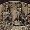 Jorvina / Sagrada Familia retablo Dorado con Base de Madera