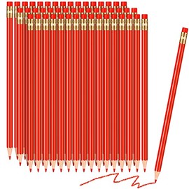 48 Pieces Red Pencils with Eraser Pre Sharpened Pencils Red Checking Pencils Red Correcting Pencils Erasable 2 HB Grading Pencil for Checking Tests Grading Map Coloring Editing Office Favors