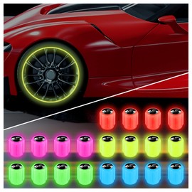 20PCS Fluorescent Tire Valve Stem Caps,Luminous Auto Wheel Air Valve Cap,Universal Decoration Accessories for Car/SUV/Bicycle/Trucks/Motorcycles,Cool Car Gifts (20Pcs-5 Colors/Car)