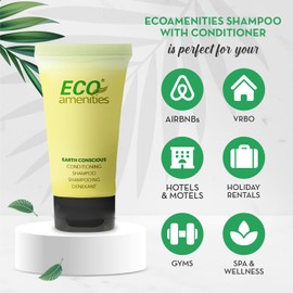 ECO Amenities Travel Shampoo & Conditioner - 72-Pack, 0.75 fl oz 2-in-1 Flip-Cap Tubes - Green Tea Scent - Hotel Shampoo Bulk - Travel Toiletry Set