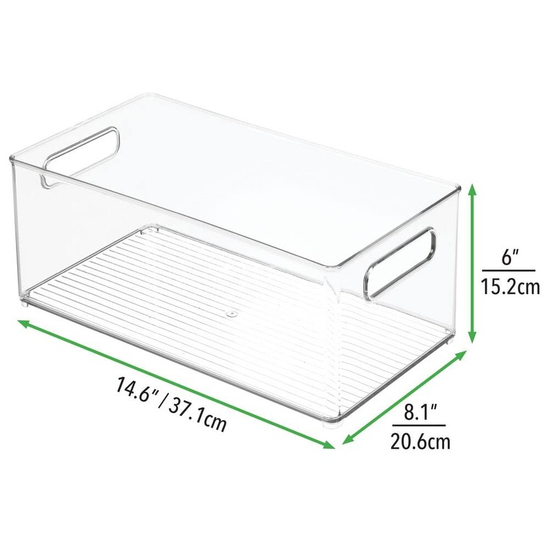 mDesign Plastic Deep Bin Organizer Caddy Container w/ Handles for