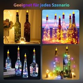 LETOUR Bottle Fairy Lights Cork, Pack of 4 Cork Fairy Lights 2 m / 20 LEDs RGB Bottles Cork Bottle for Wedding Decoration Christmas Decoration