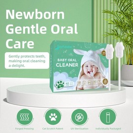 42 count Baby Oral Cleaner Tongue Cleaner Gauze, Baby Toothbrush Disposable Oral Cleaner, Toddler Toothbrush for Tooth Mouth Gum Clean,  Baby Oral Cleaner Newborn - set: oral cleaner+head protector