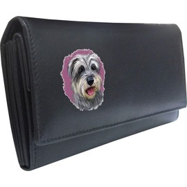 Klassek Miniature Schnauzer Womans Black Purse Dog Lover Owner Brand Image on Real Animal Leather RFID Puppy Accessory Gift