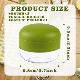 Woonmart 2 Pcs Garlic Press Stainless Steel, Garlic Mincer Crusher with Peeler and Cleaning Brush, Garlic Chopper Mini Kitchen Tool