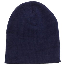 Top Level 8.5" Plain Beanie Skull Cap | Winter Unisex Knit Hat Toboggan for Men & Women | Timeless Clothing Accessories, Navy