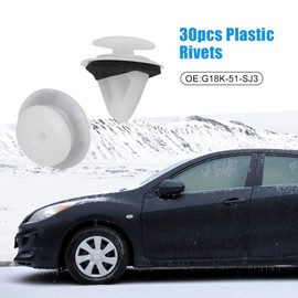 A ABSOPRO Plastic Trim Clip Fender Fastener Rivet Retainer Door Trim Panel Car Clip Bumper G18K-51-SJ3 with Sealer Fits Mazda 3 Fits 2004-2010 White 30pcs