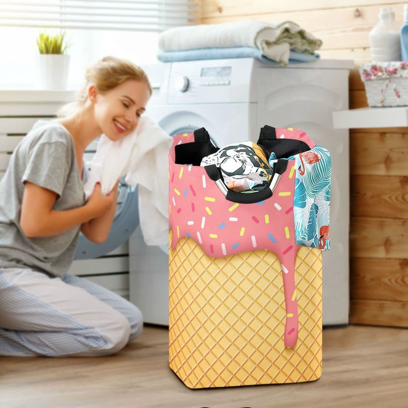 JUMBEAR Ice Cream Cone Laundry Basket Collapsible Large Clothes Hamper