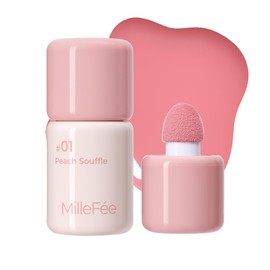 Milfee Shake Drop Cheek, Liquid, 4 Colors, Ruddy Feel, Fluffy, Natural, Sponge Brush, Medium Facial Shortening, Pom Pom, Cream, Transparent, Happy, High Color, Popular (01 Peach Souffle)