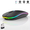 LED Wireless Mouse, Slim Silent Dual-Mode 2.4G+BT Rechargable 7-Color Mouse
