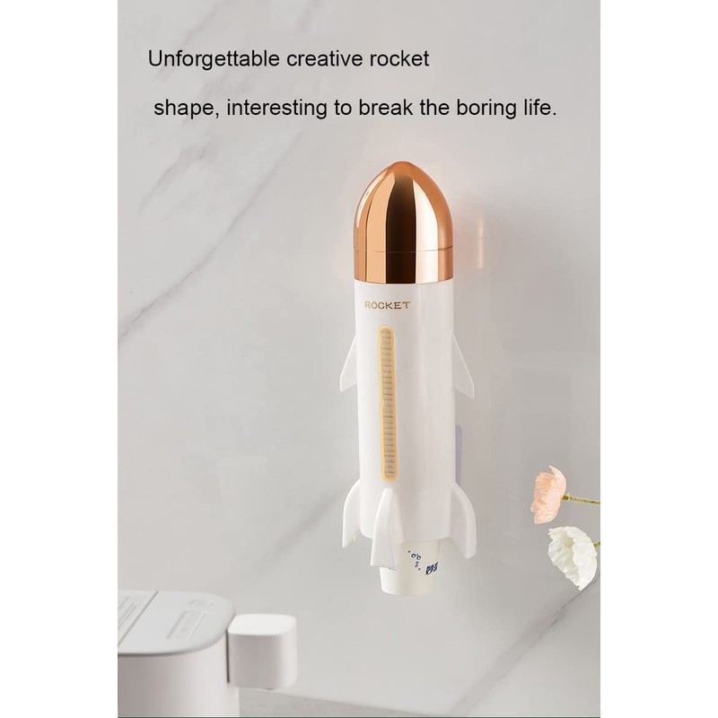 Jaugufiy Rocket Shape Disposable Paper Cup Dispenser Wall Mounted Cup