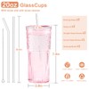 GOSCHE Glass Coffee Cups with Lids and Straws, 20oz Drinking