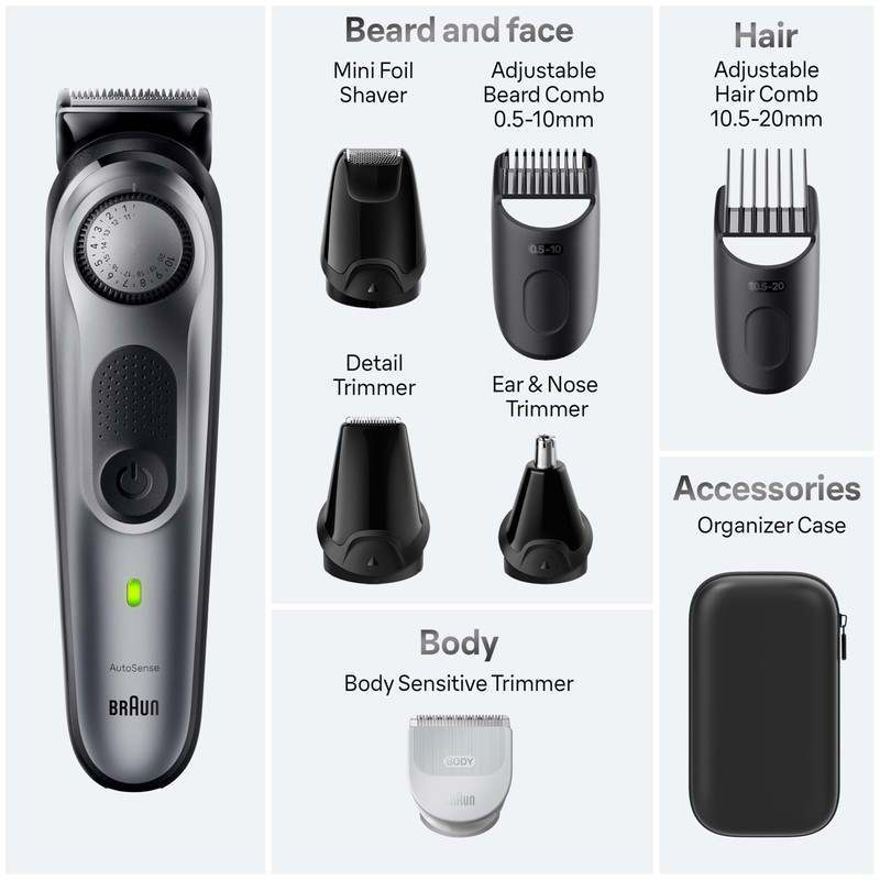 Braun All-in-One Style Kit Series 7 7410, 8-in-1 Trimmer for