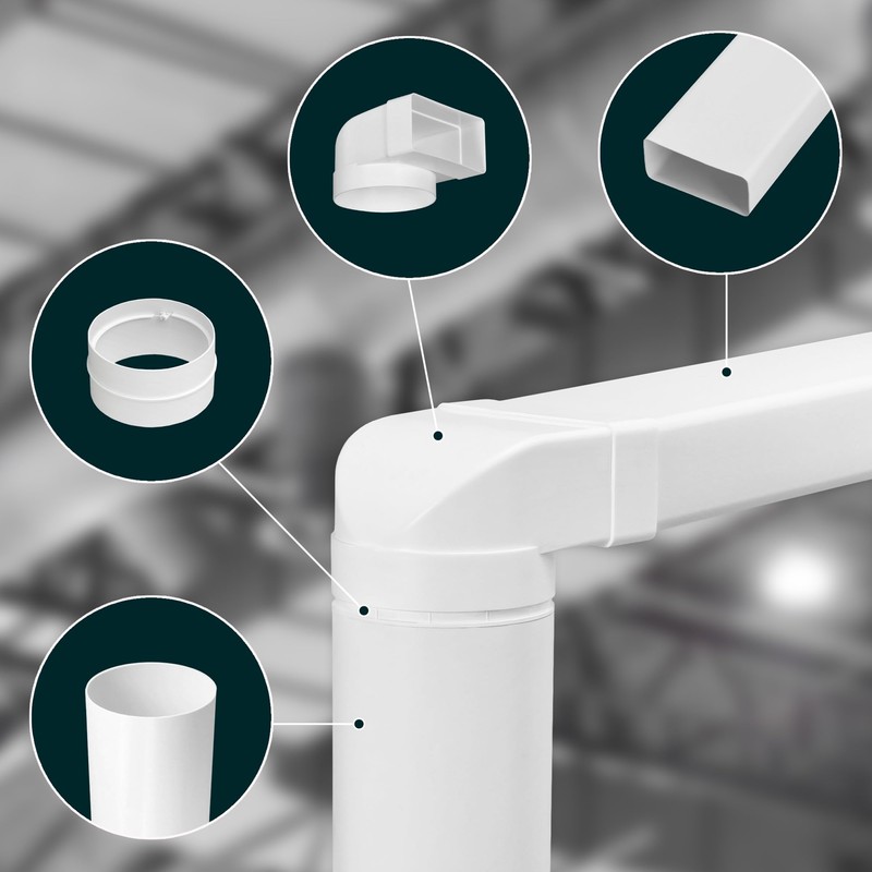 KOTARBAU® Flat Duct Deflection Piece 90° for Ventilation Duct Round-Square