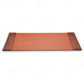 Dacasso 34” x 20” Brown Crocodile Embossed Luxury Leather Desk Pad w/Side Rails - Executive Desk Surface Protector - Blotter for Writing