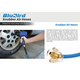 BLUBIRD BBSR1205 1/2" x 5' Rubber Air Snubber Hose, 100% Rubber, Lightest, Strongest, Most Flexible, 300 PSI, 50F to 190F Degrees, Ozone Resistant, High Strength Polyester Braided