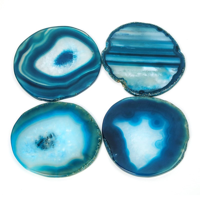 FOLKOR LIFE Agate Coaster Set of 4, Drinks Stone Coaster