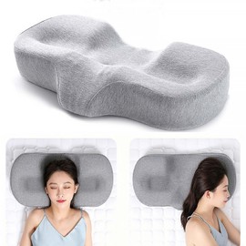 Memory Foam Cervical Pillow, Contour Design Relieves Neck Pain & Fatigue, Ear Cutout for Pressure-Free Sleeping