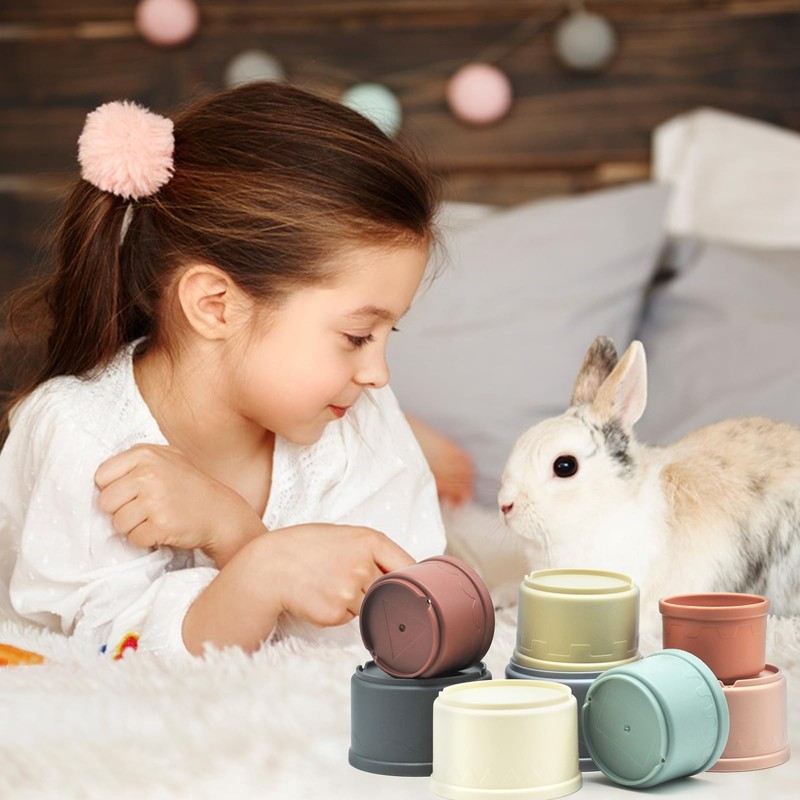JINTANG 8 Pieces Stacking Cups for Rabbits, Bunny Nesting Toy,